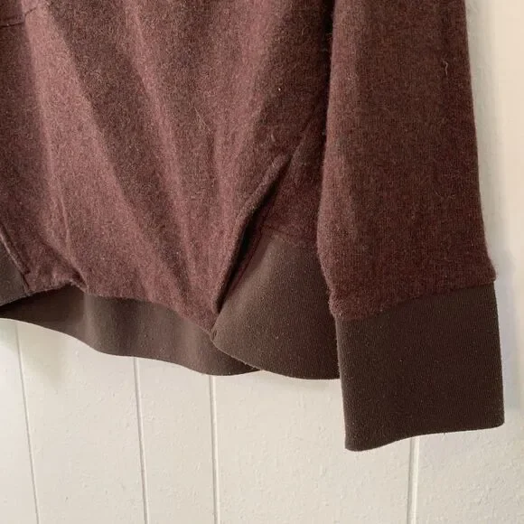 Prana Womens Medium Hoodie Sweater Pullover Pockets Brown Wool Blend Sherpa - Picture 2 of 7